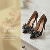 image:imageAllegra K 2 PCS Womens Bow Shoe Clips Rhinestone Satin Shoe Buckle Removable Decorative Clips for Heels FlatsBlackTwist