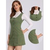 image:imageAllegra K Corduroy Overall Dress for Womens Fall Scoop Neck Sleeveless Button Down Casual Pinafore DressesArmy Green