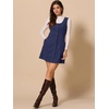 image:imageAllegra K Corduroy Overall Dress for Womens Fall Scoop Neck Sleeveless Button Down Casual Pinafore DressesDark Blue