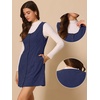 image:imageAllegra K Corduroy Overall Dress for Womens Fall Scoop Neck Sleeveless Button Down Casual Pinafore DressesDark Blue