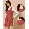 image:imageAllegra K Corduroy Overall Dress for Womens Fall Scoop Neck Sleeveless Button Down Casual Pinafore DressesDark Orange