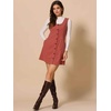 image:imageAllegra K Corduroy Overall Dress for Womens Fall Scoop Neck Sleeveless Button Down Casual Pinafore DressesDark Orange