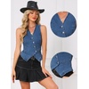 image:imageAllegra K Cropped Demin Vest for Womens V Neck Western Crop Jean Tops WaistcoatBlue