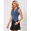 image:imageAllegra K Cropped Demin Vest for Womens V Neck Western Crop Jean Tops WaistcoatBlue