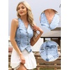 image:imageAllegra K Cropped Demin Vest for Womens V Neck Western Crop Jean Tops WaistcoatLight Blue