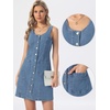 image:imageAllegra K Denim Dress Women Button Down Sleeveless Mini  Collarless U Neck Patch Pocket Stretchy Denim Casual Western Short Blue Jean DressesLight Blue