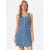 image:imageAllegra K Denim Dress Women Button Down Sleeveless Mini  Collarless U Neck Patch Pocket Stretchy Denim Casual Western Short Blue Jean DressesLight Blue