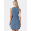 image:imageAllegra K Denim Dress Women Button Down Sleeveless Mini  Collarless U Neck Patch Pocket Stretchy Denim Casual Western Short Blue Jean DressesLight Blue