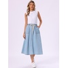 image:imageAllegra K Denim Maxi Skirt for Women Elastic Waist Casual A Line Long Jean SkirtsLight Blue