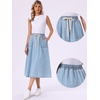 image:imageAllegra K Denim Maxi Skirt for Women Elastic Waist Casual A Line Long Jean SkirtsLight Blue