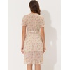 image:imageAllegra K Floral Dresses for Womens Chiffon V Neck Midi DressLight Pink