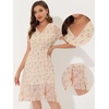 image:imageAllegra K Floral Dresses for Womens Chiffon V Neck Midi DressLight Pink