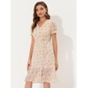 image:imageAllegra K Floral Dresses for Womens Chiffon V Neck Midi DressLight Pink