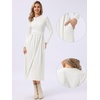 image:imageAllegra K Long Sleeve Maxi Dress for Womens Casual Formal Spring ALine DressesBeige White