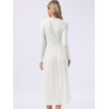 image:imageAllegra K Long Sleeve Maxi Dress for Womens Casual Formal Spring ALine DressesBeige White