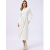 image:imageAllegra K Long Sleeve Maxi Dress for Womens Casual Formal Spring ALine DressesBeige White