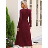 image:imageAllegra K Long Sleeve Maxi Dress for Womens Casual Formal Spring ALine DressesBurgundy