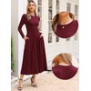 image:imageAllegra K Long Sleeve Maxi Dress for Womens Casual Formal Spring ALine DressesBurgundy