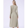 image:imageAllegra K Long Sleeve Maxi Dress for Womens Casual Formal Spring ALine DressesGrey Khaki
