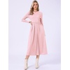 image:imageAllegra K Long Sleeve Maxi Dress for Womens Casual Formal Spring ALine DressesPink