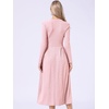 image:imageAllegra K Long Sleeve Maxi Dress for Womens Casual Formal Spring ALine DressesPink