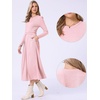 image:imageAllegra K Long Sleeve Maxi Dress for Womens Casual Formal Spring ALine DressesPink