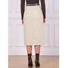 image:imageAllegra K Midi Pencil Skirt for Women Vintage Fall High Waisted Slit Office Work Skirts with BeltApricot White