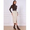 image:imageAllegra K Midi Pencil Skirt for Women Vintage Fall High Waisted Slit Office Work Skirts with BeltApricot White