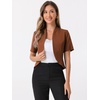 image:imageAllegra K Short Sleeve Blazers for Womens Business Casual Open Front Work Cropped Shrug JacketBrown