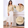 image:imageAllegra K Vintage Tweed Jacket for Womens Elegant Double Breasted Long Sleeve Cropped Blazers Dressy CasualApricot