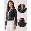 image:imageAllegra K Vintage Tweed Jacket for Womens Elegant Double Breasted Long Sleeve Cropped Blazers Dressy CasualBlack