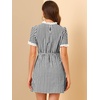 image:imageAllegra K Women Gingham Dress Summer Short Sleeve Crew Neck Lace Panel Plaid Mini Dresses Halloween Dorothy CostumeBlack