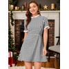 image:imageAllegra K Women Gingham Dress Summer Short Sleeve Crew Neck Lace Panel Plaid Mini Dresses Halloween Dorothy CostumeBlack