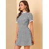 image:imageAllegra K Women Gingham Dress Summer Short Sleeve Crew Neck Lace Panel Plaid Mini Dresses Halloween Dorothy CostumeBlack