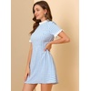 image:imageAllegra K Women Gingham Dress Summer Short Sleeve Crew Neck Lace Panel Plaid Mini Dresses Halloween Dorothy CostumeBlue