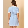 image:imageAllegra K Women Gingham Dress Summer Short Sleeve Crew Neck Lace Panel Plaid Mini Dresses Halloween Dorothy CostumeBlue