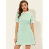 image:imageAllegra K Women Gingham Dress Summer Short Sleeve Crew Neck Lace Panel Plaid Mini Dresses Halloween Dorothy CostumeGreen