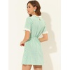 image:imageAllegra K Women Gingham Dress Summer Short Sleeve Crew Neck Lace Panel Plaid Mini Dresses Halloween Dorothy CostumeGreen