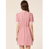 image:imageAllegra K Women Gingham Dress Summer Short Sleeve Crew Neck Lace Panel Plaid Mini Dresses Halloween Dorothy CostumePink