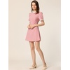 image:imageAllegra K Women Gingham Dress Summer Short Sleeve Crew Neck Lace Panel Plaid Mini Dresses Halloween Dorothy CostumePink