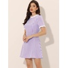 image:imageAllegra K Women Gingham Dress Summer Short Sleeve Crew Neck Lace Panel Plaid Mini Dresses Halloween Dorothy CostumePurple