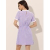 image:imageAllegra K Women Gingham Dress Summer Short Sleeve Crew Neck Lace Panel Plaid Mini Dresses Halloween Dorothy CostumePurple