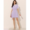 image:imageAllegra K Women Gingham Dress Summer Short Sleeve Crew Neck Lace Panel Plaid Mini Dresses Halloween Dorothy CostumePurple