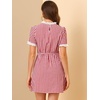 image:imageAllegra K Women Gingham Dress Summer Short Sleeve Crew Neck Lace Panel Plaid Mini Dresses Halloween Dorothy CostumeRed