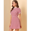 image:imageAllegra K Women Gingham Dress Summer Short Sleeve Crew Neck Lace Panel Plaid Mini Dresses Halloween Dorothy CostumeRed