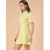 image:imageAllegra K Women Gingham Dress Summer Short Sleeve Crew Neck Lace Panel Plaid Mini Dresses Halloween Dorothy CostumeYellow