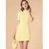 image:imageAllegra K Women Gingham Dress Summer Short Sleeve Crew Neck Lace Panel Plaid Mini Dresses Halloween Dorothy CostumeYellow