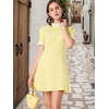 image:imageAllegra K Women Gingham Dress Summer Short Sleeve Crew Neck Lace Panel Plaid Mini Dresses Halloween Dorothy CostumeYellow