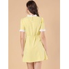 image:imageAllegra K Women Gingham Dress Summer Short Sleeve Crew Neck Lace Panel Plaid Mini Dresses Halloween Dorothy CostumeYellow