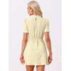 image:imageAllegra K Women Gingham Dress Summer Short Sleeve Crew Neck Lace Panel Plaid Mini Dresses Halloween Dorothy CostumeYellow White